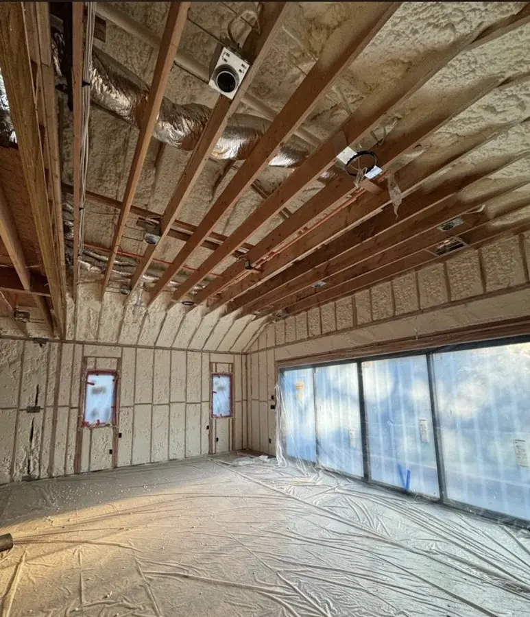 Interior walls and ceiling insulated with spray foam during new construction in Four Corners